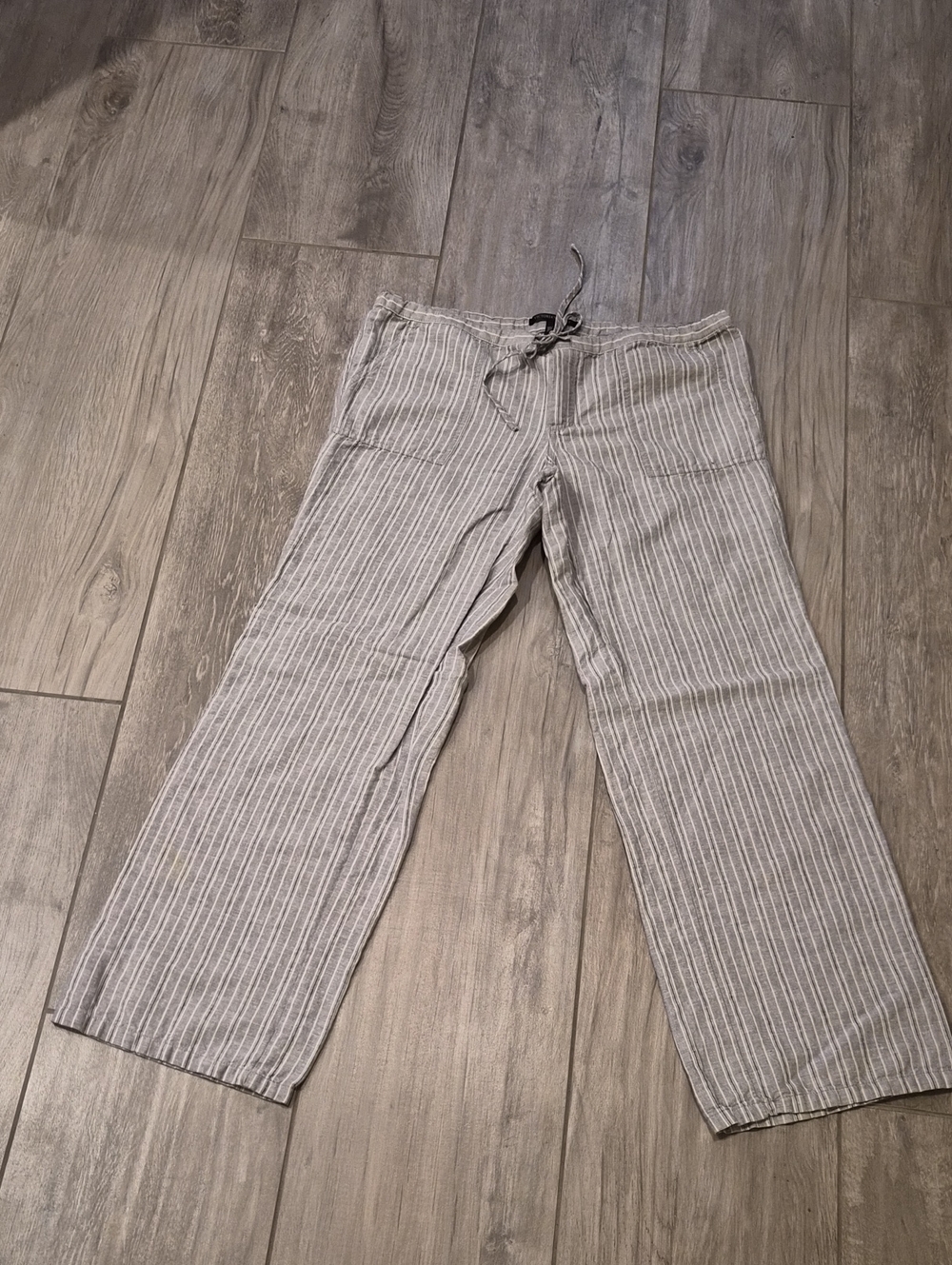 Victoria's Secret Gray and White Striped Chinos
